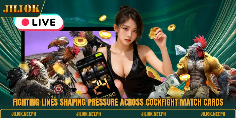 Fighting lines shaping pressure across cockfight match cards