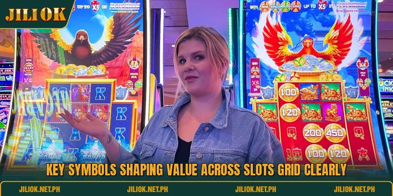 Key symbols shaping value across slots grid clearly