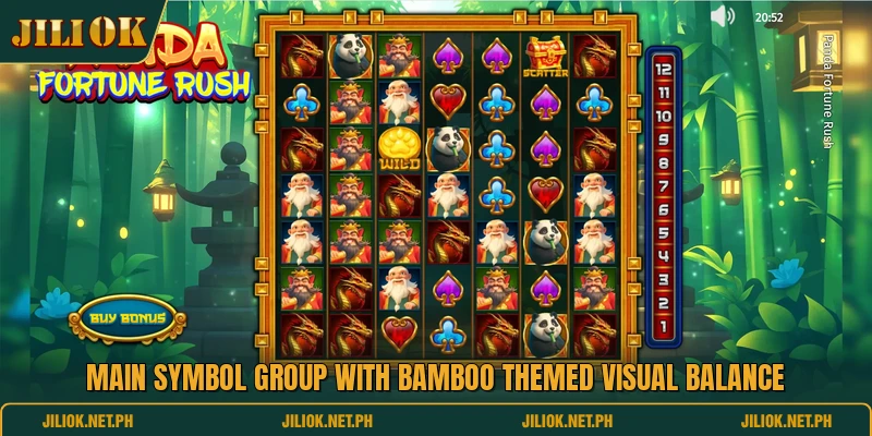 Main symbol group with bamboo themed visual balance