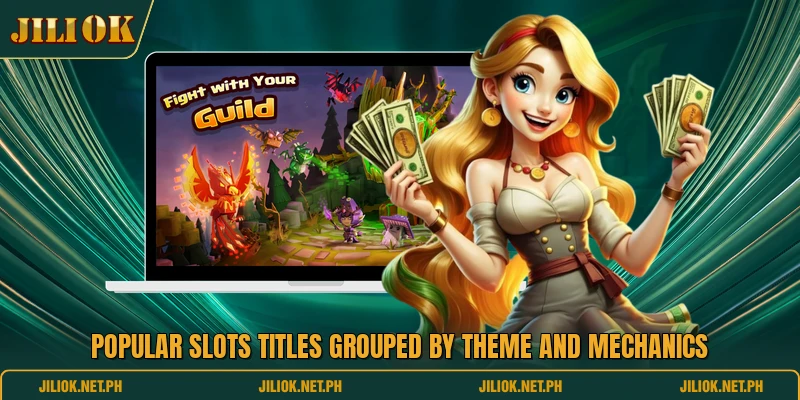 Popular Slots titles grouped by theme and mechanics